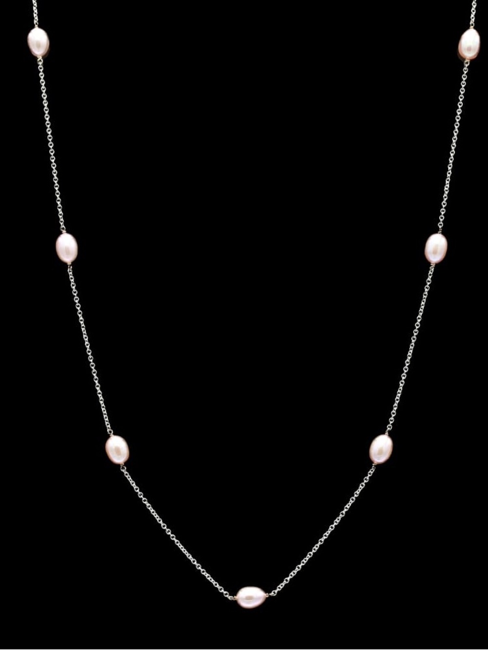 Tiffany & Co. Elsa Peretti Pink Pearls by the Yard Silver Necklace